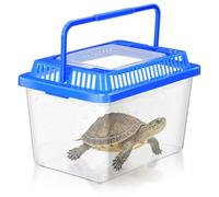 SEWACC Plastic Turtle Tank with Lid, Portable Aquarium Enclosure for Home and Travel, Clear Reptile Carrier Box for and Lizards, Sturdy Pet Habitat