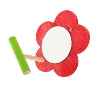 SEWACC Plum Blossom Bird Mirror with Wooden Perch for Cage Stylish Parakeet and Canary Accessory Bright Red Decorative Parrot for Small Caged Birds