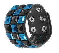 SEWACC Punk Studded Bracelet Resisting Wear for Men and Women, Artificial Leather Wide Cuff Bangle with Rivets and Edgy Style Accessories for Halloween Party Favors