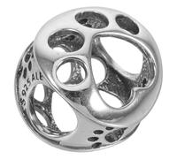 SEWACC Pure Silver Dog Paw Print Charm Beads DIY Necklace Pendants for Pet Memorial Craft Projects Hardwearing Silver Beads for Custom Pet Bracelets and Jewelry Accessories