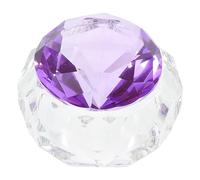 SEWACC Purple Glass Nail Dappen Dish with Lid, Thick Base Liquid Container for Mixing, Crystal-Shaped Manicure Cup for Nail Art and Brush Cleaning
