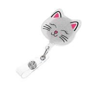 SEWACC Retractable Cat Badge Holder with Alligator Clip Cute Nurse Badge Reel for Medical Workers and Teachers Fun Smiling Cat Design for Pediatric Nurses