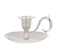 SEWACC Retro Metal Taper Candle Holder with Handle, Vintage Candlestick for Tabletop Decoration, Handheld Candlelight Stand, European Decor Accent (silver)