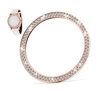 SEWACC Rhinestone Watch Ring Protector Case Rose Gold Double Row Sparkling Bezel Cover Compatible with Samsung Watch Elegant Lightweight Screen Cover Accessory