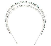 SEWACC Rhinestone Wedding Headband Double Layer Hairband Comfortable Fit Handcrafted Excellence for Brides and Elegant Green Leaf Motifs Party Weddings