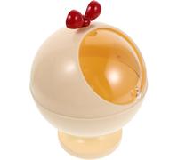 SEWACC Round Candy Storage Bowl Roll Top Lid, Plastic Multi-Purpose Kitchen Counter Container, Home Office Serving Dish and Kawaii Desktop Trash Can in Cream White