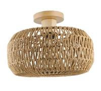 SEWACC Rustic Flush Mount Ceiling Light with Paper Rope Weave Metal | Living Room, Study Use, Elegant Country Styling, Stable Practical Build, Close-to-ceiling Fixture