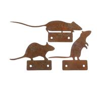 SEWACC Rusty Metal Mouse Sculpture Creative Animal Figurines for Outdoor Patio Fence Decor Miniature Lifelike Rusty Mouse Garden Ornaments for Rustic Courtyard Decoration