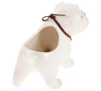 SEWACC Shar Pei Ceramic Flower Pot Flower Pots Decor Small Ceramic Planter Dog Shaped Planter White