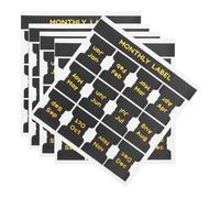 SEWACC Sheets Monthly Index Tabs PVC 5 Sheets Self-Adhesive Black Easy Writing Sticky Page Markers and Labels for Organising and Planning for Planners and Journals