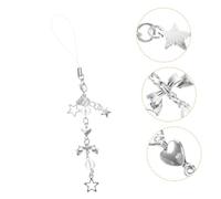 SEWACC Silver Star Bow Phone Strap Charm Decorative Chain for Women Versatile Cute Accessory for Phones Bags Keys Lightweight Stylish Japanese Korean Style