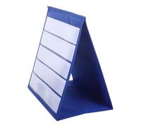 SEWACC Small Blue Pocket Chart Stand for Classroom Desktop Triangular Card Display Rack 30.5X33Cm, Teaching Aid Organizer with Pockets for ’ Routine Charts and Small Group Activities