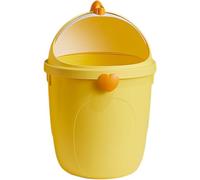 SEWACC Small Garbage Can Mini Trash Bucket with Lid Cute Chick Shaped Yellow Pp Material Convenient Small Waste Basket for Home and Play Areas for Bedroom and Office Storage