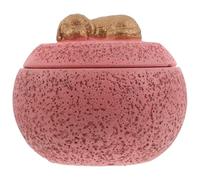 SEWACC Small Pink Dog Urn for Ashes - 12Oz Cement Pet Memorial Keepsake Box for Cremation Ashes - Funeral Pet Funeral Urns for Dog Loss Remembrance