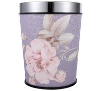 SEWACC Small Trash Can Flower Pattern Trash Can 5L Decorative Wastebasket Round Garbage Container Bin Open Paper Waste Basket Vintage Trash Container for Home Office Purple