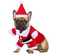 SEWACC Soft Cotton Dog Santa Costume Xl Warm Xmas Party Clothes for Pets with Hat Easy to Wear Festive Coat for Holiday Photos and Cold Weather