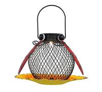 SEWACC Solar Hanging Bird Feeder with Iron Beetle Design, Solar-powered Led Garden Light, Outdoor Weather-resistant Feeder for Wild Birds in Garden