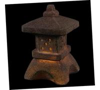 SEWACC Solar-powered Garden Pagoda Lantern Light Chinese Style Stone Tower Statue for Outdoor Patio Pathways Solar Garden Ornament with Elegant Zen Design