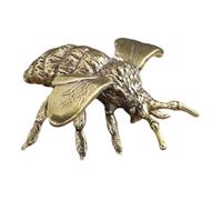 SEWACC Solid Brass Small Bee Statue Vintage Miniature Decorative Animal Figurine Desktop Ornament for Home Office Shelf Decoration