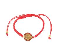 SEWACC St Benedict Bracelet Red Adjustable Braided Alloy Rope Religious Bracelet Handmade Catholic Protection Wristband for Men Women Gift