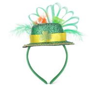 SEWACC St Patricks Day Hair Hoops Clover Leaf Decorative Mini Hat Headband for Green Polyester Festive Accessory for Costume Parties