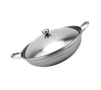 SEWACC Stainless Steel Alcohol Stove Pan with Lid Double Handle Lightweight Hot Pot Holder for Kitchen Cooking Energy Saving