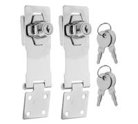 SEWACC Stainless Steel Hasp Latch Lock with Brass Core 2pcs Lockable Cabinet and Drawer Key Locks for Small Doors Cupboards Wooden Boxes 4-inch Bright Finish