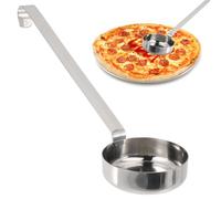 SEWACC Stainless Steel Long Handle Ladle, 10. 5 Inch Flat Bottom Pizza Sauce Serving Spoon for Kitchen Cooking, Sauce Spreader and Soup Stirring Spoon