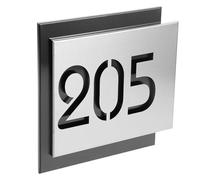 SEWACC Stainless Steel Outdoor Door Number 20x20cm Black Brushed Silver Double-layer Hollow Address Plaque for House, Mailbox, Apartment Door