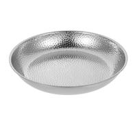 SEWACC Stainless Steel Serving Plate 24Cm Round Hammered Metal Dinner Plate Silver Kitchen Platter for Grilled Meats and Fruit