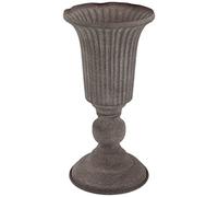 SEWACC Stone Planters Antique Urn Planter Pedestal Vase Rustic Metal Classic Vase Bowl Table Centerpieces for Arrangement Farmhouse Decor White Garden Urns