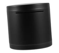 SEWACC Sturdy Stainless Steel Round Piggy Bank with Matte Black Finish Open Money Saving Jar for Adults and Simple Metal Coin Storage Box for Emergency Cash Savings
