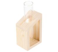 SEWACC Test Tube Planter Glass Vase for Indoor Scene Layout Assorted Color 13Cm Simple Style with Wood Rack for Hydroponic Planting Home Decor