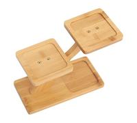 SEWACC Three-Tier Bamboo Plant Stand for Succulents and Small Green Plants, Desktop Flowerpot Holder for Indoor and Balcony Use, Khaki Wooden Pot Stand for Outdoor Garden Display