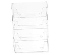SEWACC Transparent Business Card Holder for Desk with Four Compartments Organizer for Name Cards Stable Display Box Capacity Office Partners
