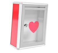 SEWACC Transparent Heart Shaped Suggestion Box with Lock Capacity Metal Fundraising Collection Box for Mail Donations and Voting Wall Mount Desktop Use Professional for Charity and Office