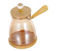 SEWACC Turkish Tea Maker Glass Coffee Pot with Long Side Handle for Stovetop Brewing Milk Heating and Butter Melting Elegant Gold Finish Turkish Teapot for Home Use