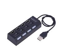 SEWACC USB 2.0 Hub with 4 Ports and Independent Controls, USB Splitter Data Hub in Black Abs Material, Compatible with Notebook and Computer, Plug and Play with LED Indicator for Data
