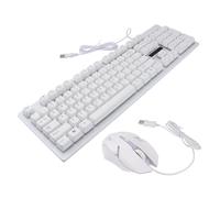 SEWACC USB Wired Mechanical Gaming Keyboard and Mouse Set with Luminous Backlight Ergonomic Non Conflict Design for Gamers Stylish White Color Matching Computer Accessories