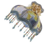 SEWACC Victorian Lampshade with Fringe Beads Delicate European Style Cloth Lamp Cover for Table and Floor Lamps Romantic Vintage Bedside Lighting Decor