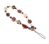 SEWACC Vintage Beaded Phone Charm Wrist Strap Leopard Print Mobile Phone Lanyard with Anti-lost Chain Cute Beaded Cellphone Wristlet for Most Smartphone Models