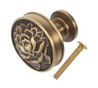 SEWACC Vintage Brass Lotus Drawer Knob Decorative Cabinet Pulls Smooth Polished Antique Floral Handles for Kitchen Bedroom Furniture Easy Installation