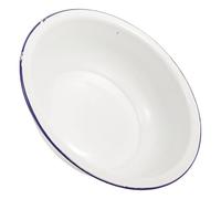 SEWACC Vintage Enamel Foot Bath Basin 32cm White Blue Rim, Retro Porcelain Wash Basin for Pedicure, Foot Soak, and Home Use, Sturdy Enamelware Mixing and Washing Bowl