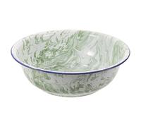 SEWACC Vintage Enamel Washbasin with Wide Mouth and Rounded Rim 34cm Classic Old Fashioned Baking and Dough Mixing , Easy to Clean with Firm Grip Foot Bath Bowl for Soaking Feet