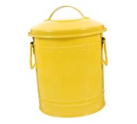 SEWACC Vintage Iron Art Desktop Pen Holder and Small Trash Can with Lid Retro Metal Waste Basket for Office Desk Compact Mini Storage Bucket for Stationery and Kitchen Waste