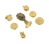 SEWACC Vintage Metal Wax Seal Stamp Head Set, Unique Irregular Shape Envelope Sealer, Traditional DIY Decor Stamp with Antique Gold-Grey Finish for Wedding Invitations and Crafting