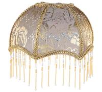 SEWACC Vintage Victorian Lamp Shade E27 Fabric Royal Scallop Bell Shape Lampshade Retro Princess Bedside Lampshade Tassel Beaded Table Floor Bulb Cover