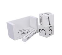 SEWACC Vintage Wooden Block Perpetual Calendar Stable and Lightweight Desk Date Display with Easy Flip Month Day Blocks Space Saving Design for Home Office Reusable Wood Calendar Gift