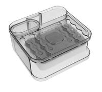 SEWACC Wall Mounted Soap Dish with Absorbent Sponge and Dual Layer Draining Design, Multi Compartment Plastic Soap Holder for Kitchen and Bathroom, Space Saving Organizer with Water
