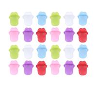 SEWACC Wine Glass Markers Wear-resistant Lightweight 24pcs Tongue Shaped Silicone Reusable Drink Charms Unique Colourful Design Wine Cup Tags Random Color for Homes